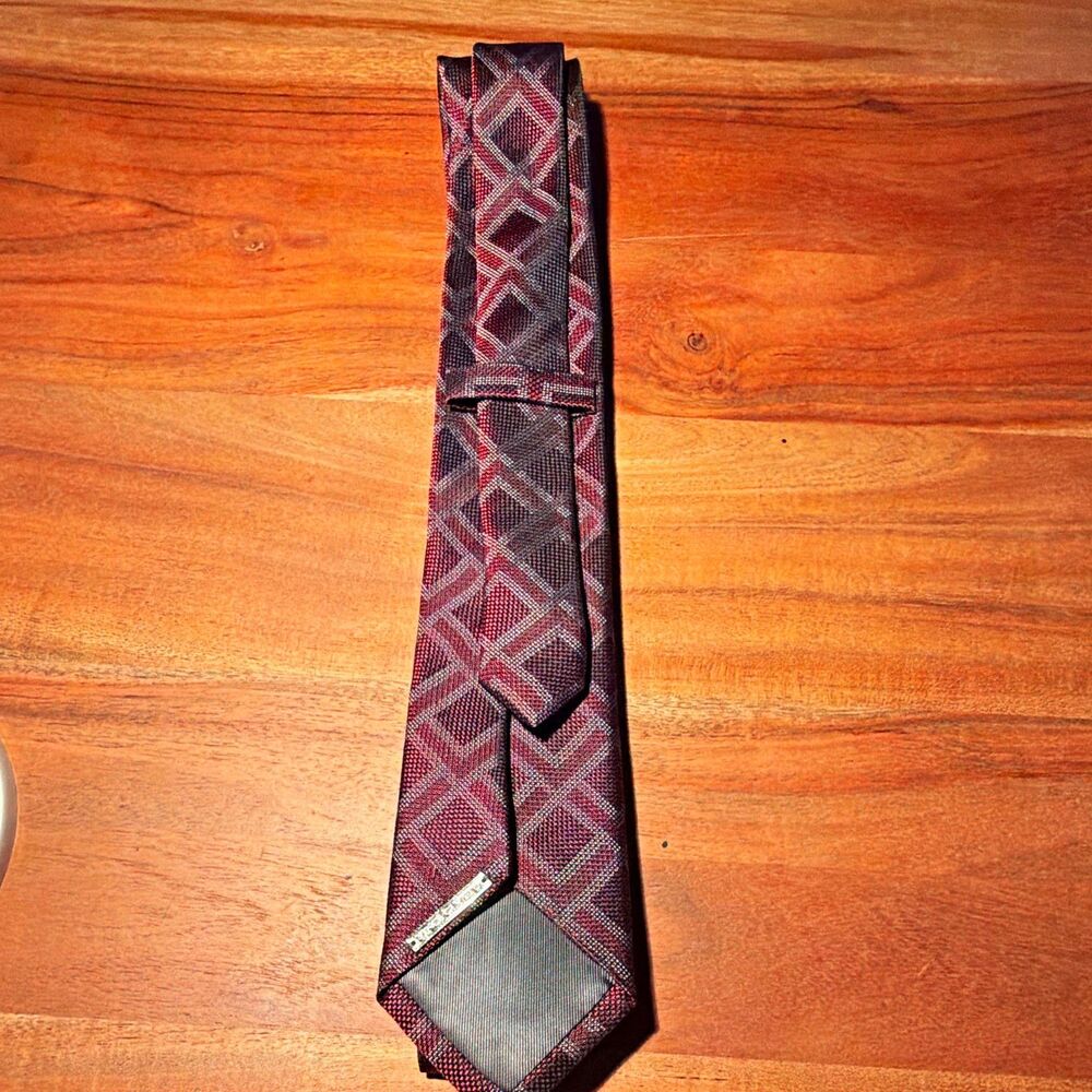 Vince Camuto Men's Red Black Geometric Woven Tie Pointed Classic One Size